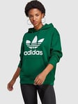 adidas Originals Trefoil Adicolor Sweatshirt Hoodie - Dark Green, Dark Green, Size L, Women