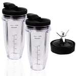 24Oz Blender Cups Compatible for Nutri Ninja Blender BL480 BL490 BL6406988