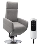 CAVADORE Cobra Fauteuil Relax Inclinable, avec 2 Moteurs Électriques Et Fonction Releveur, avec Télécommande, Max 130 kg, S : 71 x 108 x 82 cm, Aspect Cuir, Gris Clair