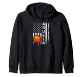 Basketball Abuela America Flag Vintage Christmas Xmas Zip Hoodie