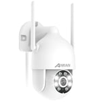 ANRAN 2K 360° PTZ Security Camera Outdoor, WiFi Home IP Camera with Auto Tracking, 24/7 Recording, Color Night Vision, Siren & Alert, 2-Way Audio, Motion Detection, SD/Cloud, Work with Alexa, P2 White