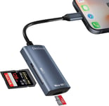 SD Card Reader for iPhone iPad, 2-In-1 Dual Slot Aluminium Memory SD Card Reader