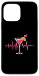 Coque pour iPhone 13 Pro Max Verre à cocktail Motif battements de cœur Martini