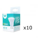 LED-lampe GU10, 10W, 230V, 3000K, keramisk 10-pk, varmhvit