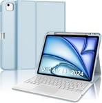 Clavier Pour Ipad Air 13 2024 (M2), Étui Avec Clavier Pour Ipad Air 13"", Coque Tactile Clavier Bluetooth Magnétique Amovible Qwerty Italien Pour Ipad Air (M2) 13 Pouces 2024, Bleu