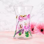 Bees Clear Glass Vase Flowers Floral Handpaint Nature Design Home Decorative