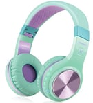 Riwbox Bluetooth Headphones, XBT-80 Foldable Stereo Wireless Bluetooth Headphones Over Ear with Microphone and Volume Control, Wireless and Wired Headphones for PC/Cell Phones/TV/Ipad (Purple Green)