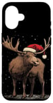 iPhone 16 Christmas Magic Moose in Santa Hat Costume for Cozy Xmas Case