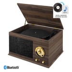 Bluetooth Record Player with Speakers, Radio, USB Vinyl to MP3, Wood RP173