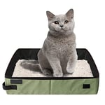 FDDE Toilette de Voyage pour Chat, Bac à Litière pour Chat, Bac à Litière pour Chat Portable, Toilette Portable pour Chat, pour Intérieur, Voyage, Camping, Parc (Vert)