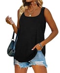 iChunhua Summer Long Vest Tank Tops for Women Square Neck Sleeveless T Shirt Black Small