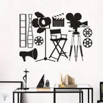 UYEDSR Wall Sticker Movie Making Tools Vinyl Wall Decals Spot Lights Camera Wall Sticker Film Clips Removable Wallpaper Movie Theater Decor 61x42cm