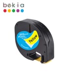 91201 91200 12mm * 4m Compatible DYMO LetraTag Ruban Plastique Papier Étiquette 12267 91202 pour LetraTag LT-100T LT-100H Étiqueteuse - Type Black on Yellow-12mm