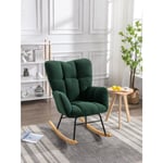 Hauss Sploe - Rocking chair, chaise à bascule, siège rembourré pour salon et chambre à coucher, teddy, vert