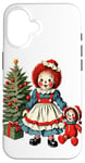 Coque pour iPhone 16 Raggedy Ann Obtient une poupée jouet le jour de Noël