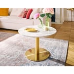 Lisa Design - Valverde - table basse ronde - effet marbre - doré - 70 cm - doré