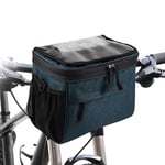 efuturetime Sacoche Guidon Velo 4.8L Étanche avec Écran Tactile, Sac pour Velo Avant Amovible avec Bretelles Réglables pour VTT Electrique, Bleu