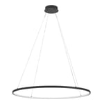 Eglo Suspension luminaire LED Parruta, lampe de plafond suspendue, forme de cercle, lustre pour salle à manger avec télécommande, métal noir et plastique blanc, blanc chaud - froid, Ø 99 cm