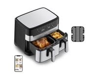 Tefal Dual Easy Fry & Grill EY905D, Varmluftsfritös, 8,3 l, Dubbel, Rostfritt stål, Röra, Fristående