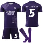 24-25 Real Madrid CF Y3 Lila Nr.5 BELLINGHAM Fotbollströjor Barn Vuxen Fotbollsutrustning S