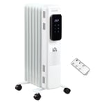 HOMCOM 1500W Oil Filled Radiator Heater w/ 3 Heat Settings Remote Control White