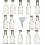 Viva Haushaltswaren Lot de 14 Bouteilles en Verre vides avec Bouchon vissé 100 ML + Entonnoir Blanc Ø 5 cm