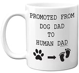 Stuff4 Promoted from Dog Dad to Human Dad Mug, 11oz Ceramic Dishwasher Safe Premium Mugs, Baby Shower Gifts, New Dad Gifts, New Parents Gifts, Dad to Be Gifts, New Mum and Dad Gifts