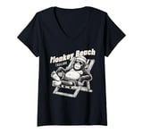 Womens 'Monkey Beach' Thailand s Indonesia Traveller's V-Neck T-Shirt