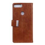 Flip Case for HUAWEI Y9 2018, Business Case with Card Slots, Leather Cover Wallet Case Kickstand Phone Cover Shockproof Case for HUAWEI Y9 2018 (Brown)