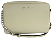 Michael Kors Grey Crossbody Bag Medium Top Zip Leather Jet Set Shoulder Handbag