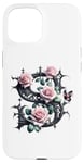 Coque pour iPhone 15 Letter S Initial Floral Monogram Rose Pink Flower Butterfly