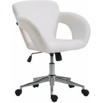Décoshop26 - Fauteuil chaise de bureau en synthétique blanc avec accoudoirs hauteur réglable