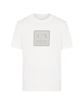 Armani Exchange Square A|x Logo Regular Fit Heavy Jersey Tee T-Shirt, Blanc cassé, L Hommes