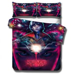 Stranger Things Season 3 Eleven Dustin Demogorgon Bed Linen Set with Zip 3D Print Teenagers Girls Kids 200 X 200 Cm Duvet Cover with Pillow Case,1,173x218cm