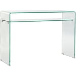 Pegane - Console Meuble console en verre trempé transparent - Longueur 110 x Profondeur 35 x Hauteur 75 cm