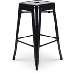 Kosmi - Tabouret de bar style industriel noir brillant - Hauteur 66 cm