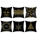 Set med 6 jul kuddfodral 18x18 tum God Jul kuddfodral Jul sammet prydnadskuddfodral röd guld julhelg kuddfodral