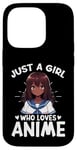 Coque pour iPhone 14 Pro Just a Girl Who Loves Anime Merch Afro-Américain Afro