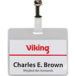 Viking Name Badge Clip 9 x 6 cm Plastic Pack of 50