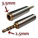 Gold Jack Converter Stereo Audio 2.5 mm Male to 3.5 mm Female Headphone Adapter