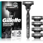 Gillette Mach3 Charcoal razor + replacement heads 5 pc