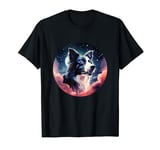 Border Collie Dog In Space Stars And Moon T-Shirt