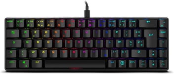 Gaming Mini Tactical Keyboard -OZTACTICALFR- Clavier mécanique sans pavé numérique, Bluetooth, commutateurs Outemu Red, éclairage LED RGB, Silencieux, Layout FR, Noir