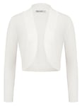 Boléro Femme Élégant Manches Longues Col Rond Veste Ouverte Chic pour Robe Soirée Blanc S