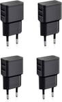 4X Double Chargeur Usb 12W / 2400Ma Pro Series Alimentation Universelle Adaptée Pour Téléphone Portable, Batterie Externe Et Enceinte Bluetooth (90°, Double Sortie Usb) Noir[X4293]