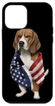 Coque pour iPhone 12 mini Beagle Dog Patriot Wrap dans le drapeau des USA American Spirit