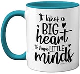 Stuff4 Thank You Teacher Mug, Big Hearts Shape Little Minds, Gift for Best Friend, Mum or Dad 11oz Light Blue Ceramic Mugs Dishwasher Safe, Leaving Gifts for Men Women - Expertly Made in The UK