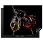 KitchenYeah© Protection Plaque Induction 77x59 cm Protege Deco Cuisine Cache Protège De Cuisson Accessoires Vin rouge - Vin blanc - Verre - Noir