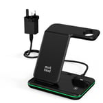 Minthouz Phone Wireless Charger, 18W Fast Charging Station for iWatch (Watch Charger is NOT included), AirPods, Wireless Charger Stand Compatible with iPhone 15/14/13/12/11 Series (with QC3.0 Adapter)