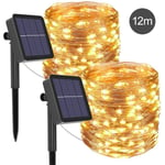 Fairy Outdoor LED-ljuskedja med SOLCELLER - 100 LED-lampor / 12m - Varmvitt